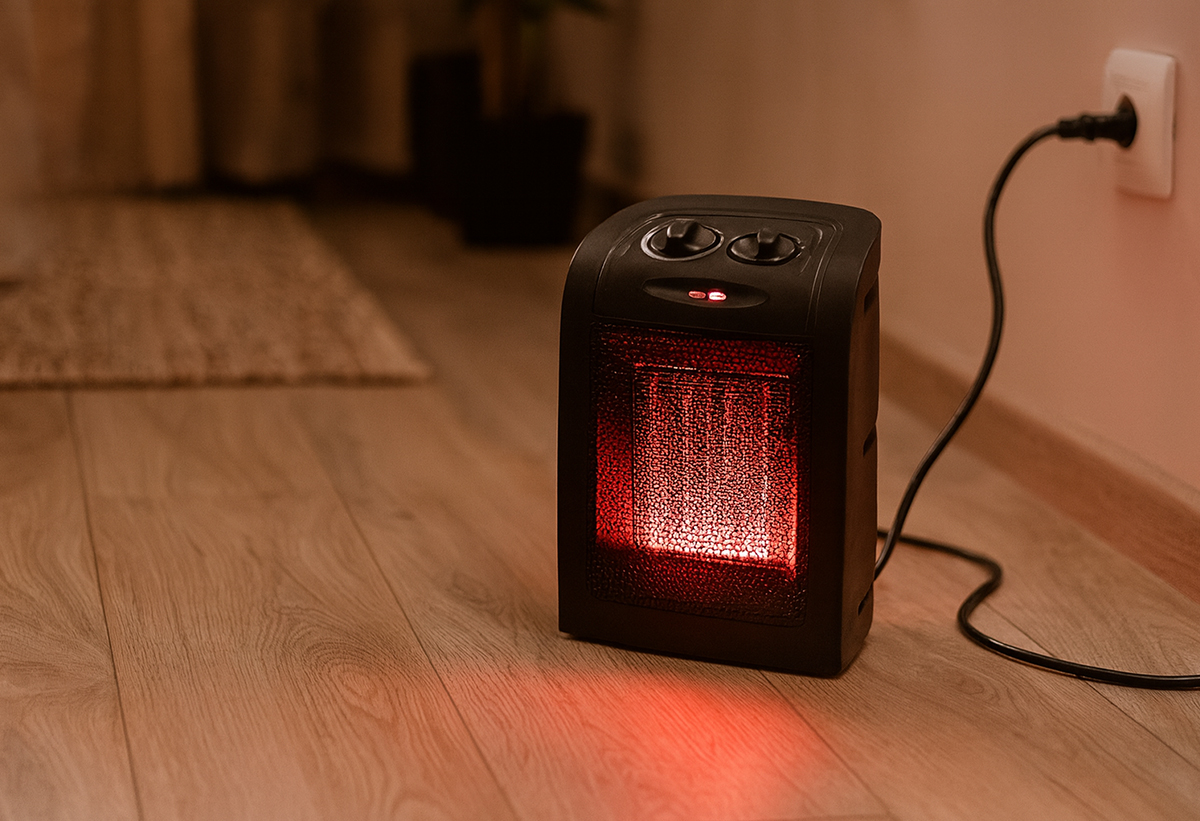 Παρουσιάζεται το αερόθερμο σε ένα σαλόνι.